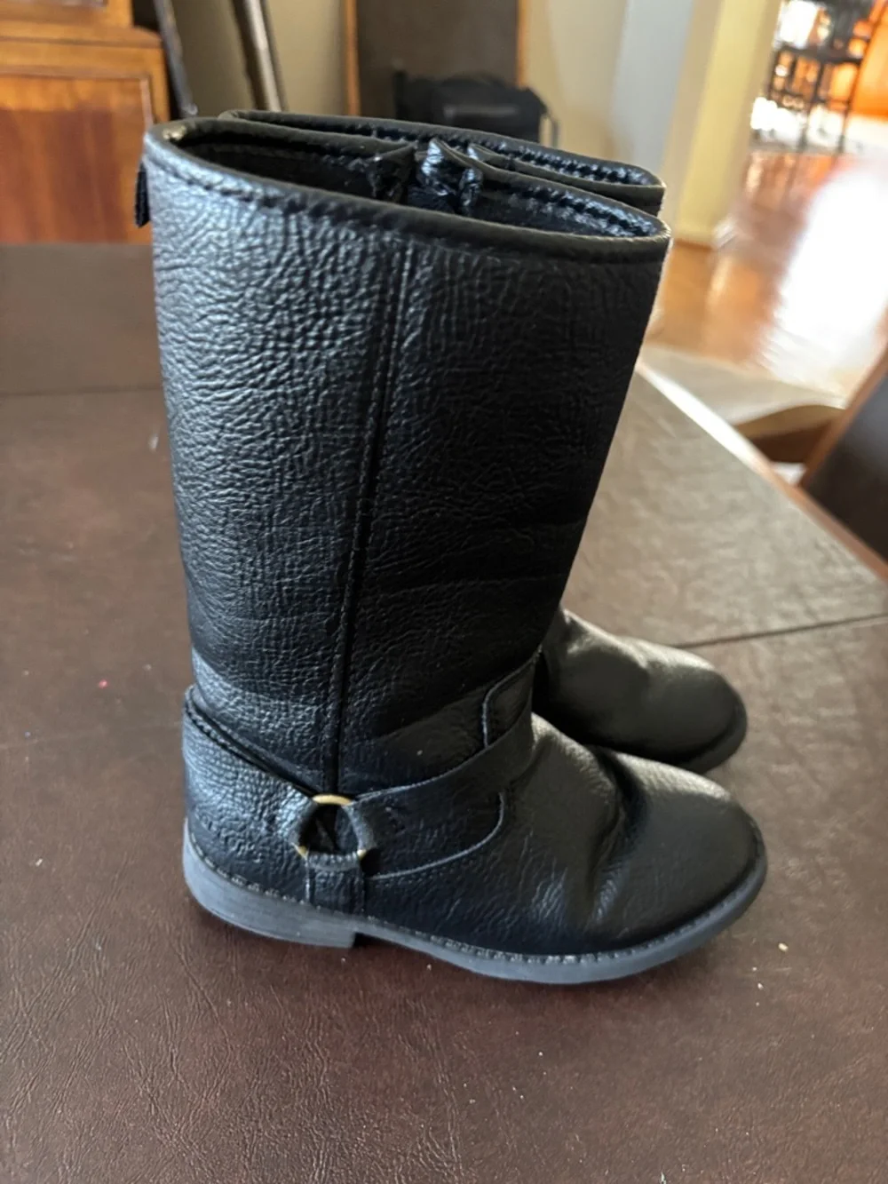 Carter's Black Kids Mid-Calf Riding Boots with Buckle Accent